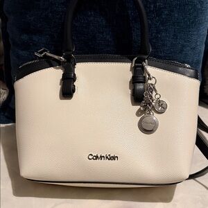 Calvin Klein Black and Cream Satchel